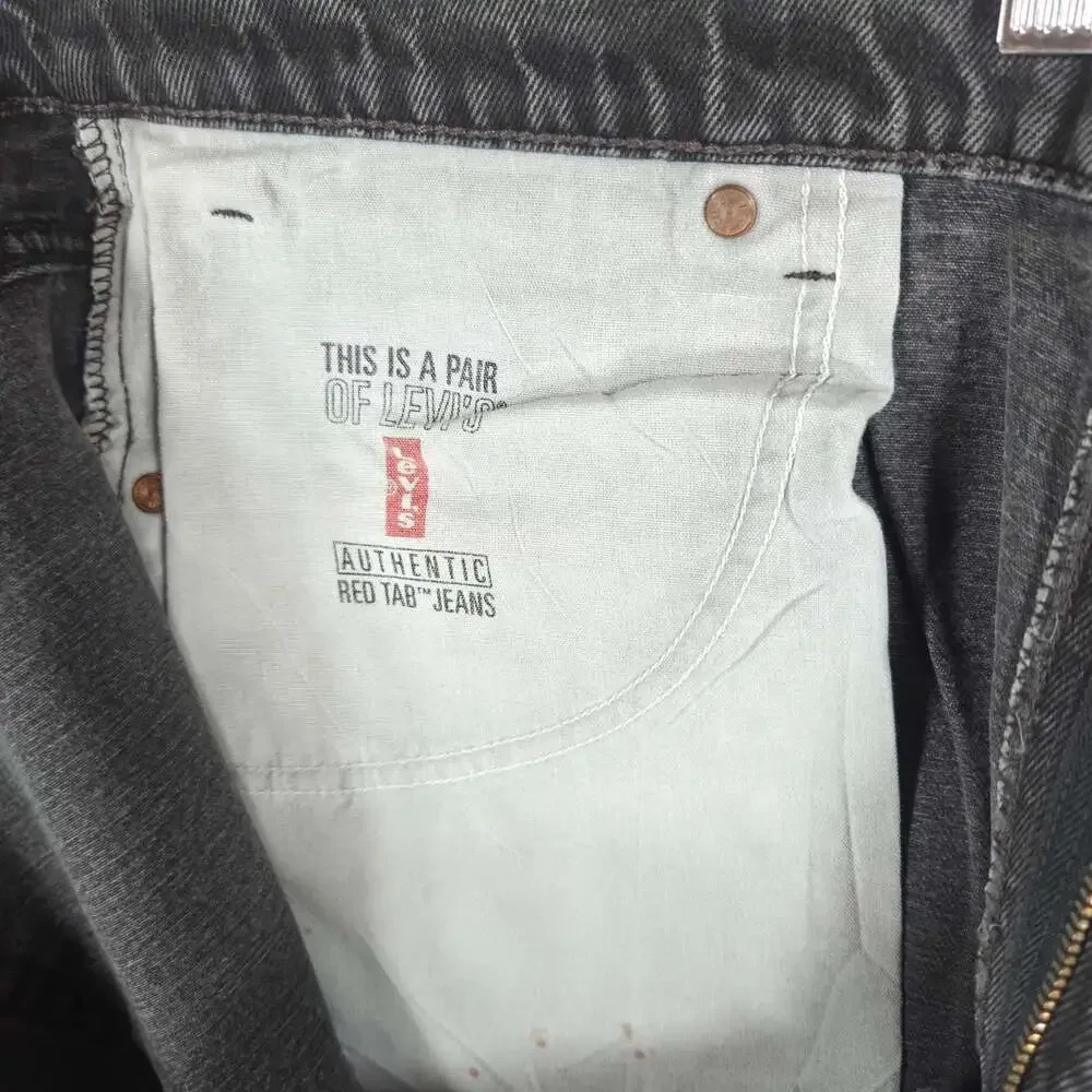 Vintage 80s Levis 550 Black Jeans Mens 42x32 Made in Puerto Rico USA 1989 Frayed